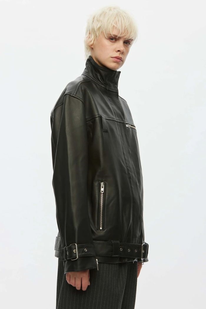 Oval Square, Verve Leather Jacket, Black